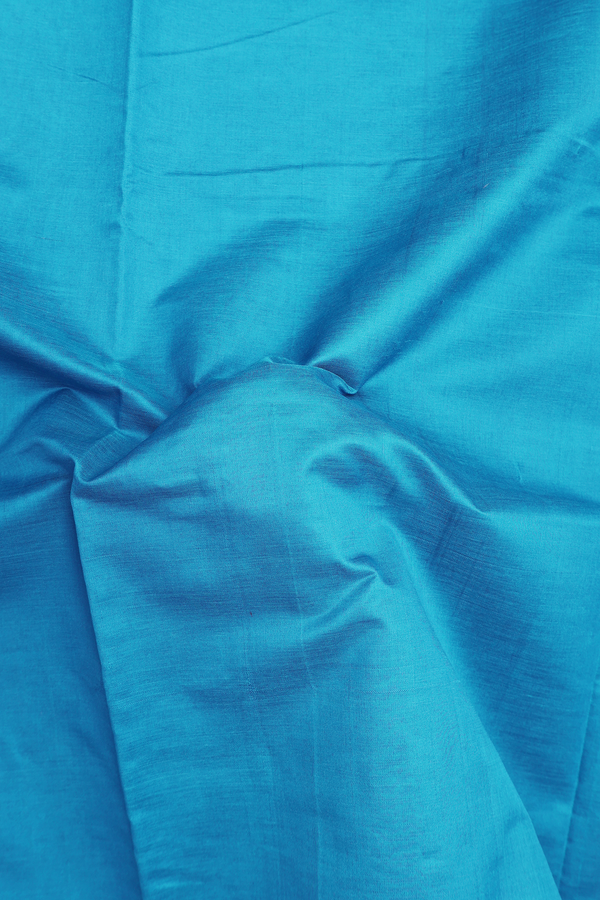 Semi Silk Cotton Saree In Peacock Blue With Contrast Border
