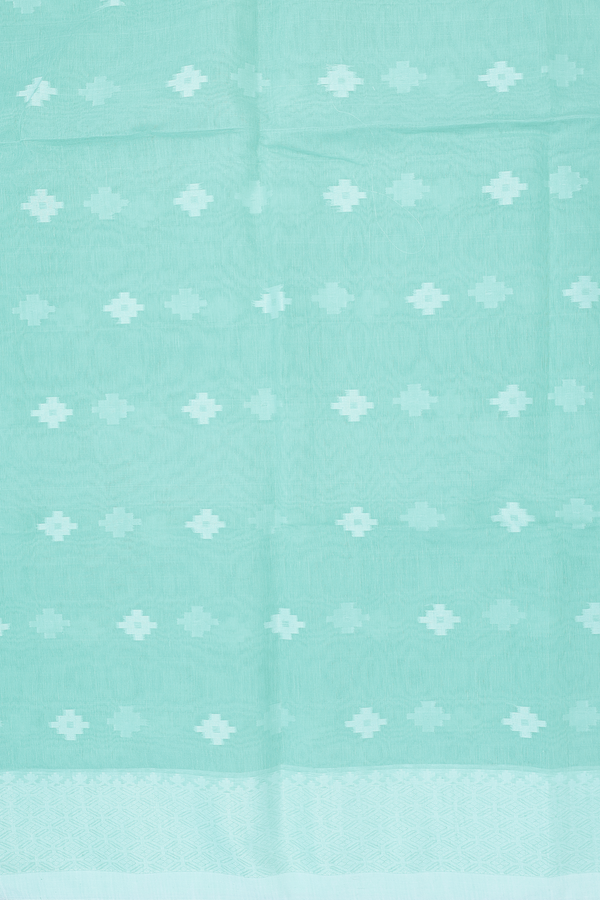 Bengal Cotton Saree In Mint Green With Threadwork Buttas