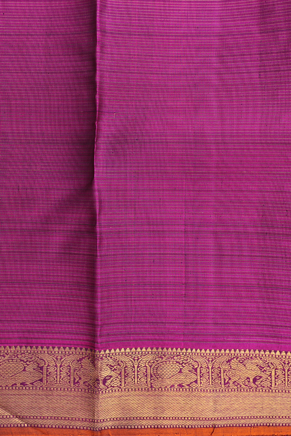 Kanchipuram Silk Saree Purple And Green With Stripes Design