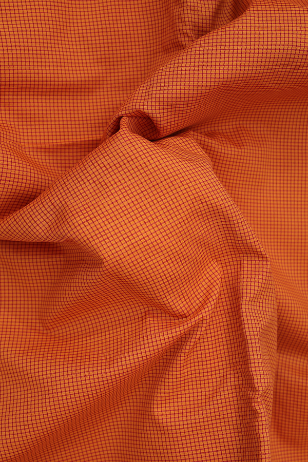 Dharwad Cotton Saree In Orange With Checks Design