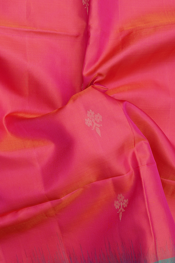 Soft Silk Saree In Rani Pink With Zari Buttas