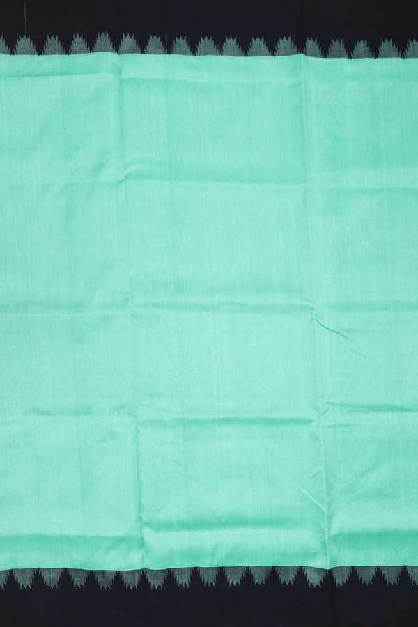 Traditional Silk Cotton Saree Mint Blue With Contrast Border