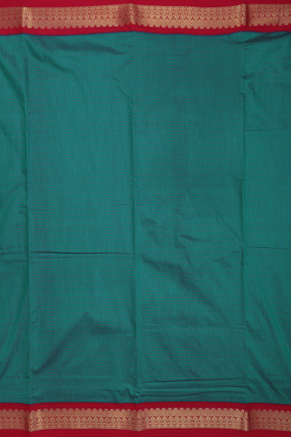 Nine Yards Apoorva Cotton Saree Teal Blue With Stripes Design