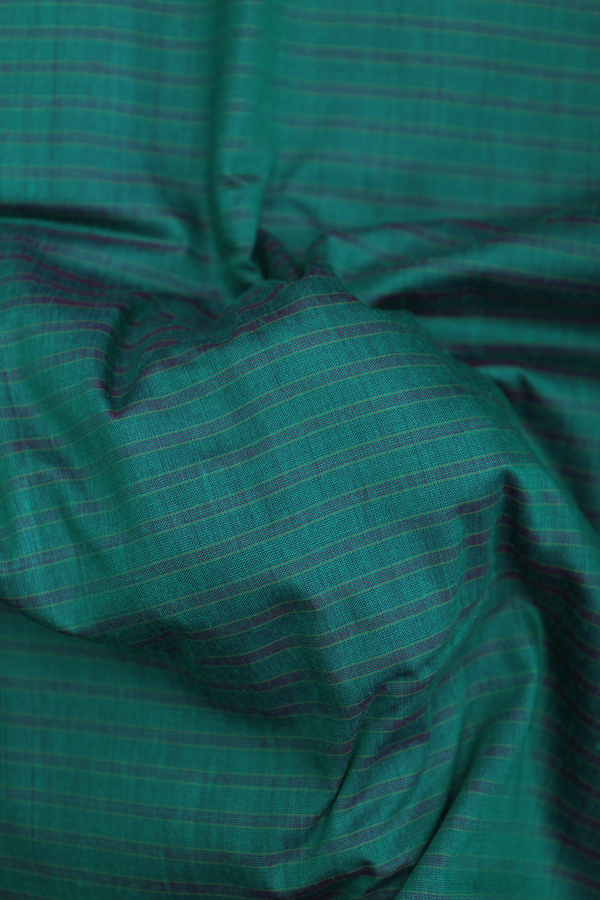 Nine Yards Apoorva Cotton Saree Teal Blue With Stripes Design