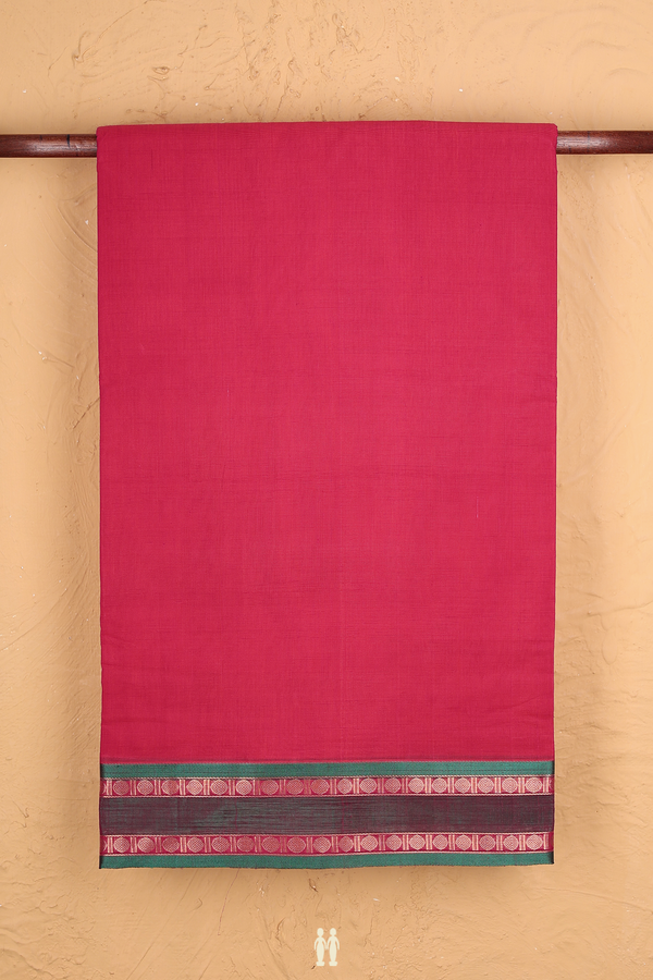 Nine Yards Silk Cotton Saree In Hot Pink With Contrast Borde