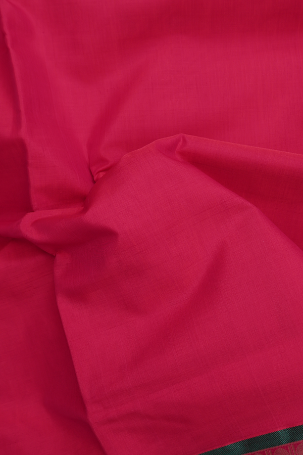 Nine Yards Silk Cotton Saree In Hot Pink With Contrast Borde