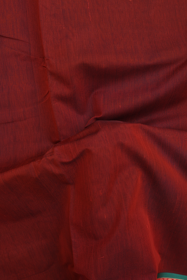 Nine Yards Silk Cotton Saree Brick Brown With Contrast Borde