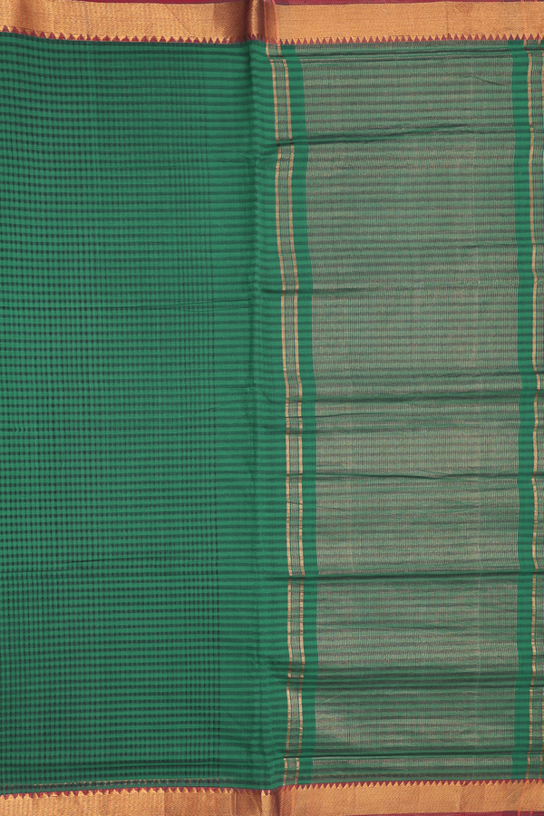 Mangalagiri Cotton Saree In Green With Stripes Design