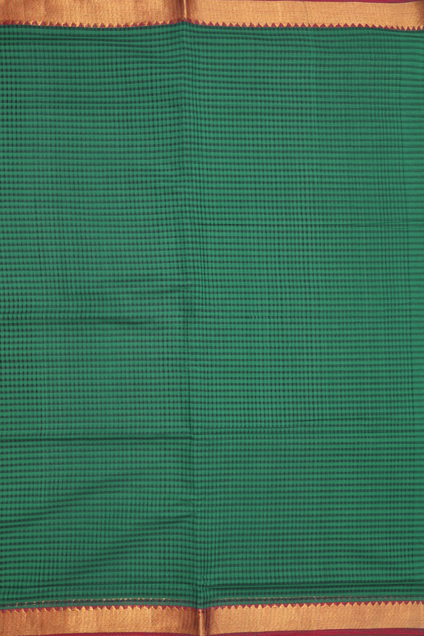 Mangalagiri Cotton Saree In Green With Stripes Design