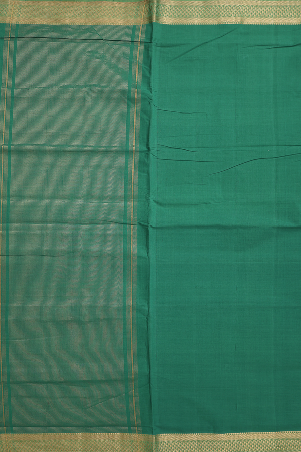 Mangalagiri Cotton Saree In Fern Green With Zari Border