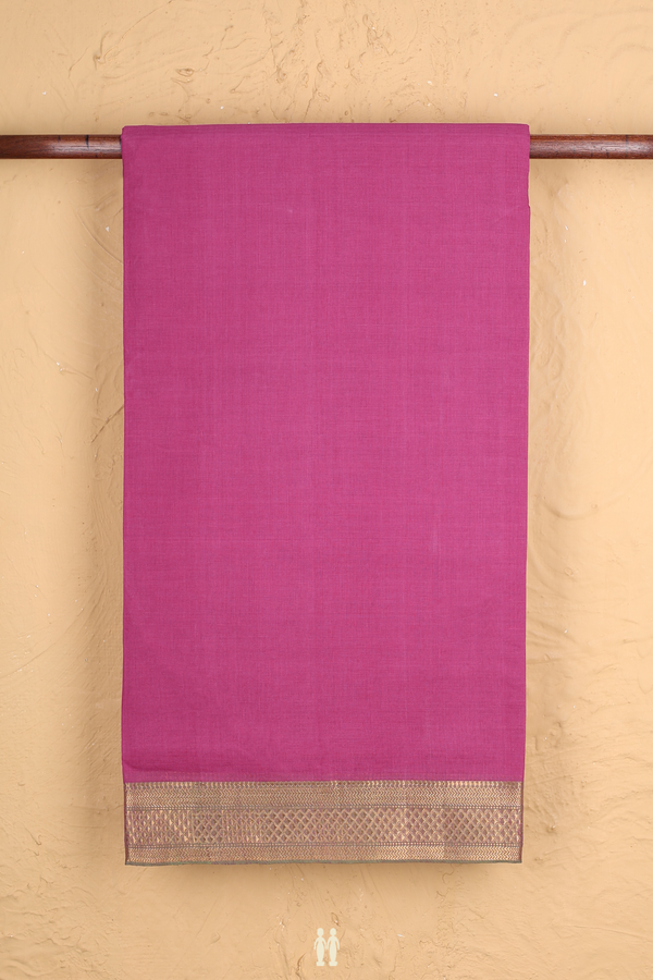 Mangalagiri Cotton Saree In Orchid Purple With Zari Border