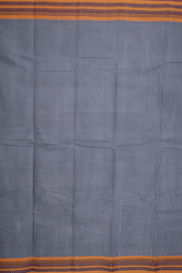 Chettinadu Cotton Saree In Grey With Contrast Border