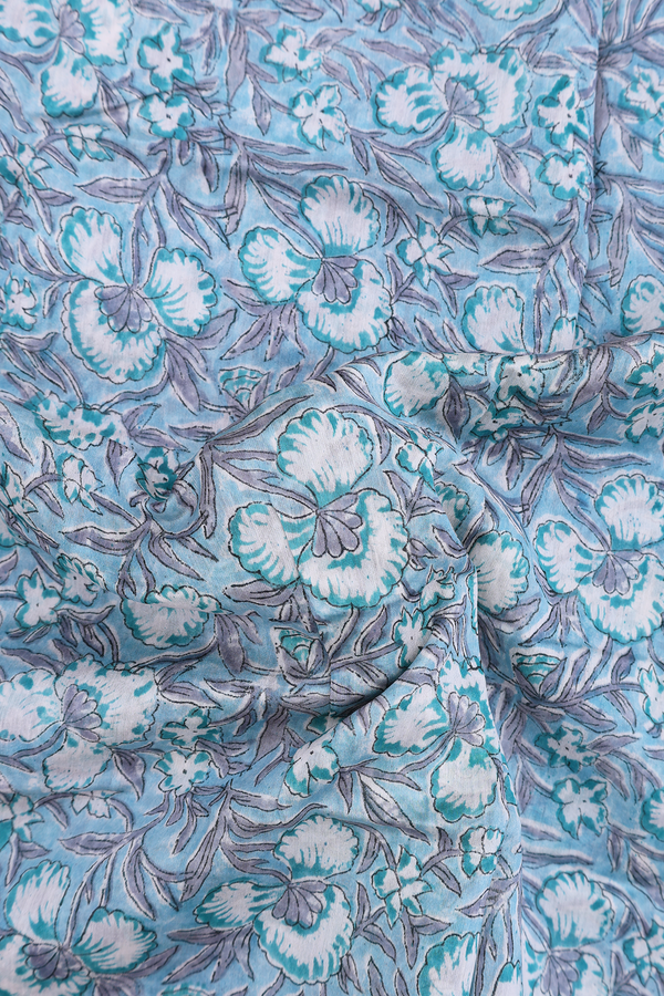 Chanderi Cotton Saree In Blue With Printed Design