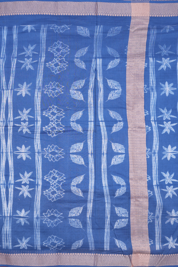 Chanderi Cotton Saree In Blue With Shibori Design