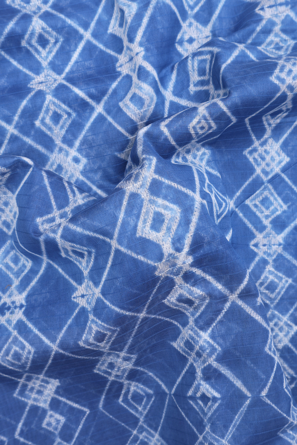 Chanderi Cotton Saree In Blue With Shibori Design
