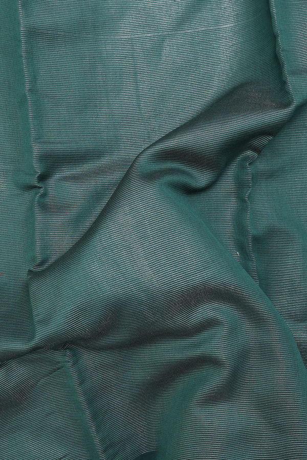 Chanderi Cotton Saree In Bottle Green With Stripes Design