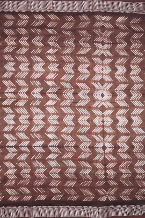 Chanderi Cotton Saree In Cocoa Brown With Allover Design