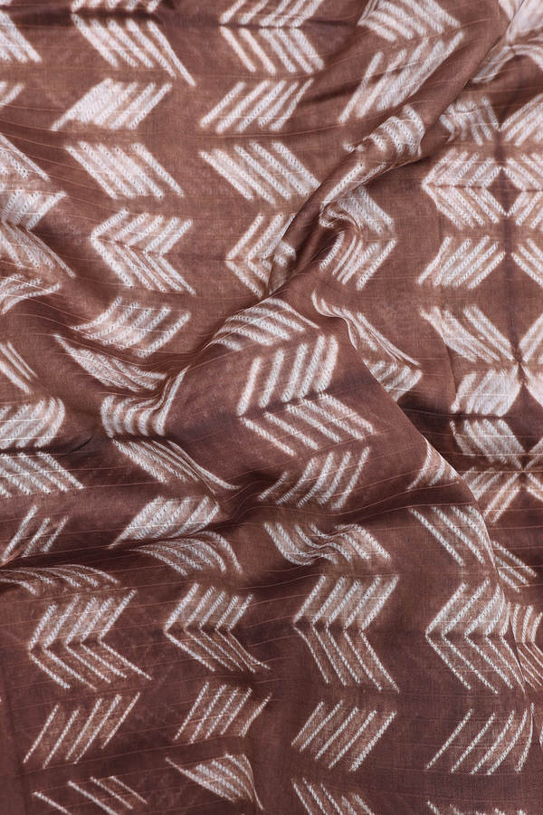 Chanderi Cotton Saree In Cocoa Brown With Allover Design