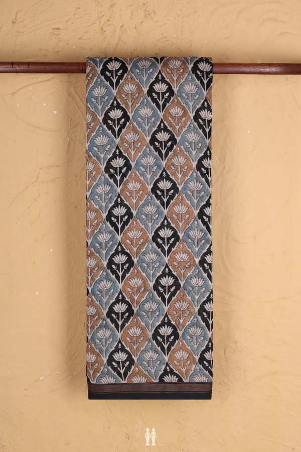 Chanderi Cotton Saree In Multicolor With Floral Design