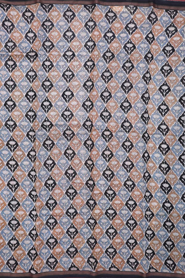 Chanderi Cotton Saree In Multicolor With Floral Design