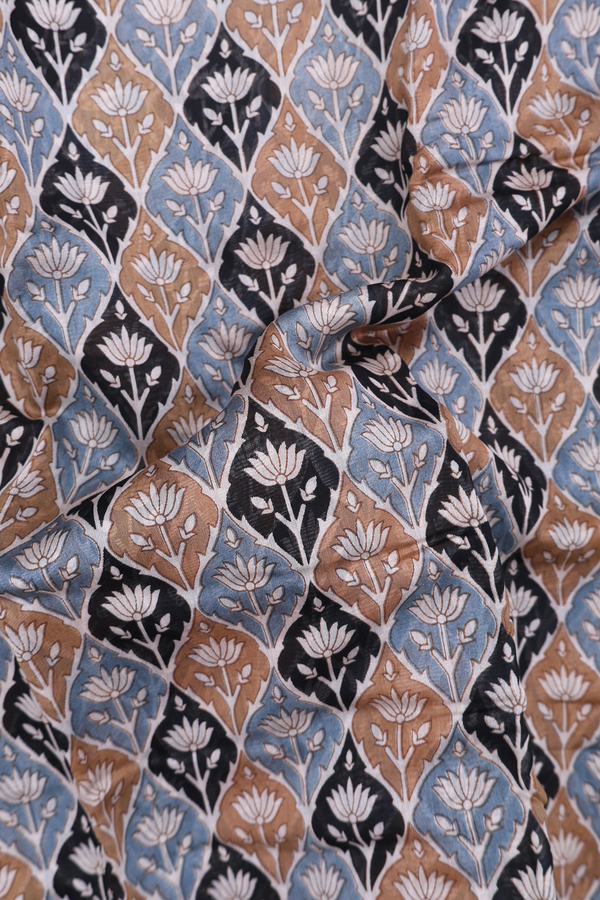 Chanderi Cotton Saree In Multicolor With Floral Design