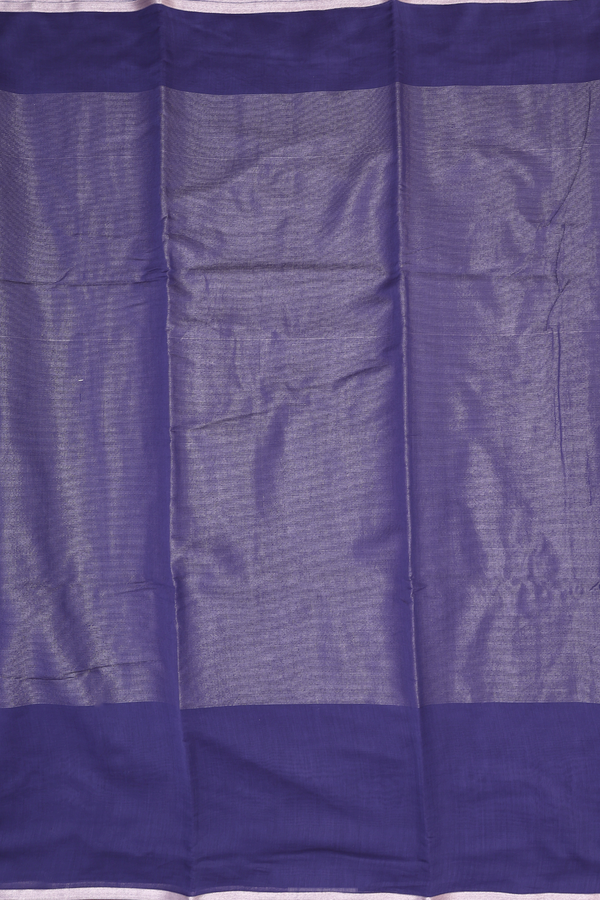 Chanderi Cotton Saree In Navy Blue With Stripes Design