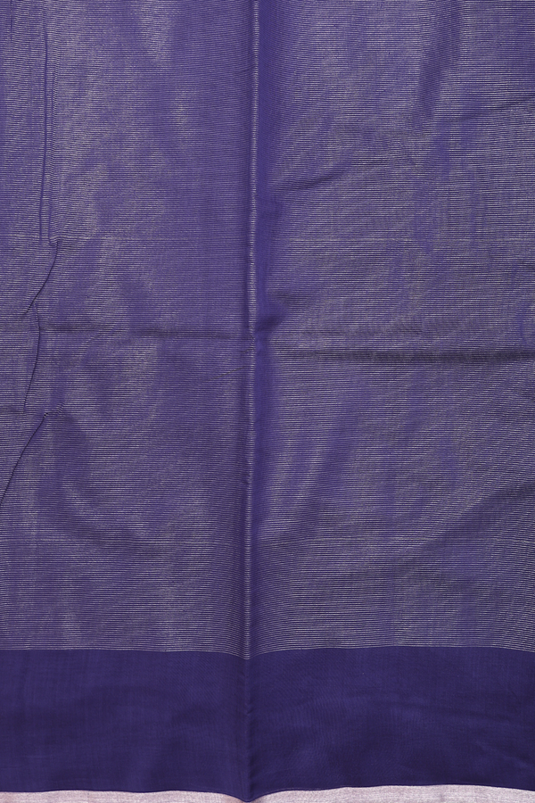 Chanderi Cotton Saree In Navy Blue With Stripes Design