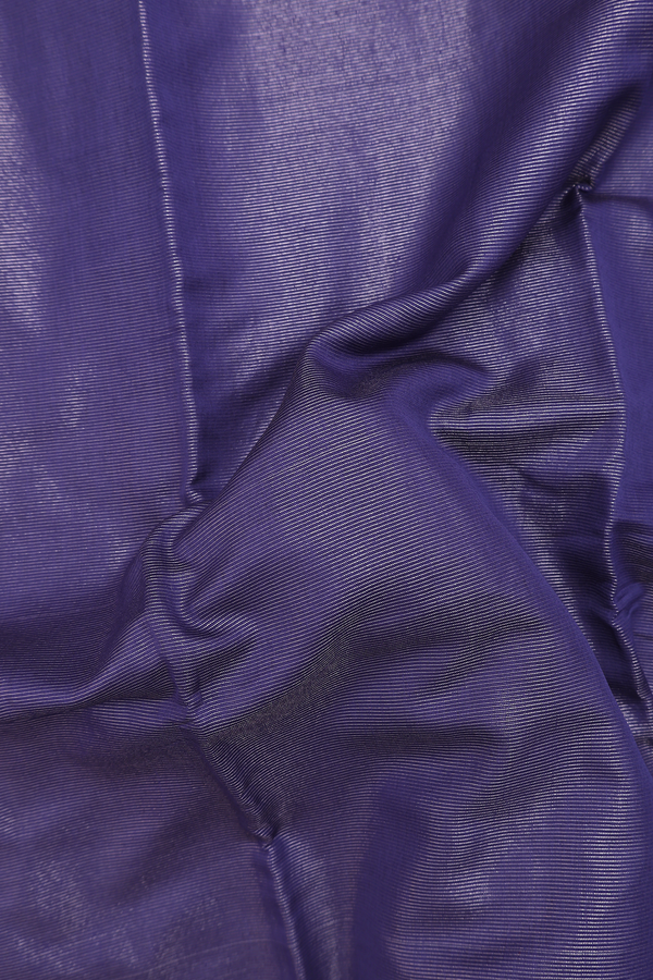 Chanderi Cotton Saree In Navy Blue With Stripes Design