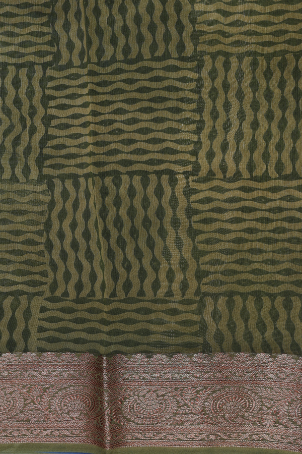 Chanderi Cotton Saree In Prussian Blue With Paisley Design