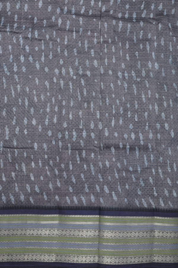 Chanderi Cotton Saree In Oxford Brown With Printed Design