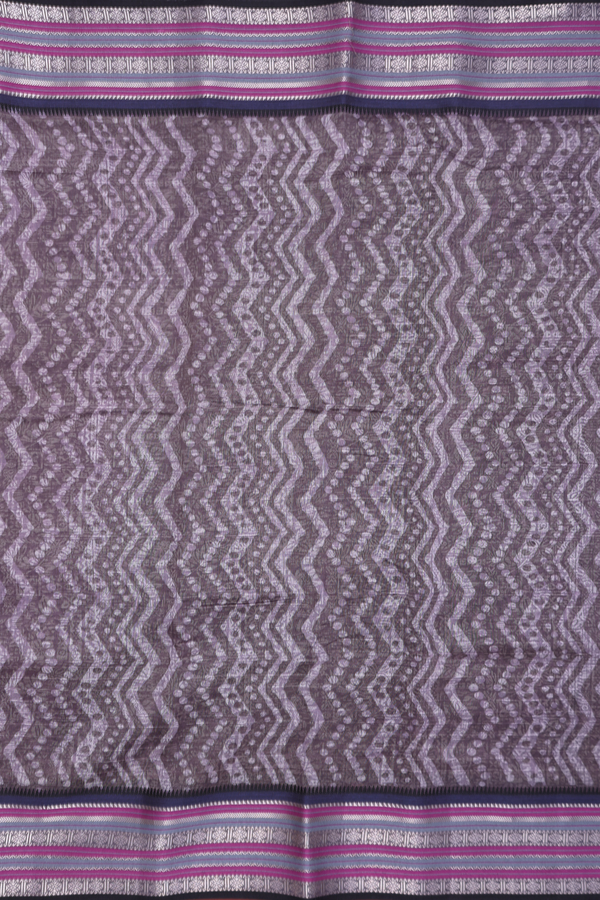 Chanderi Cotton Saree In Oxford Brown With Printed Design