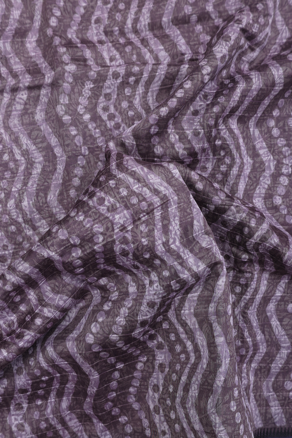 Chanderi Cotton Saree In Oxford Brown With Printed Design