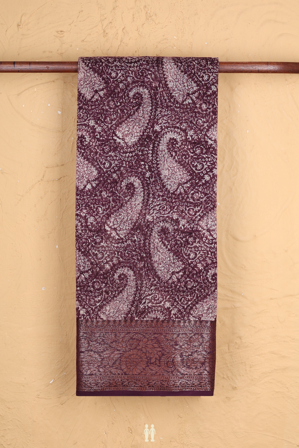 Chanderi Cotton Saree In Purple With Paisley Design