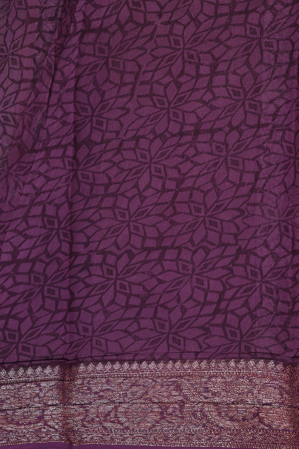 Chanderi Cotton Saree In Purple With Paisley Design
