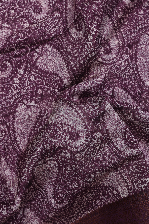 Chanderi Cotton Saree In Purple With Paisley Design
