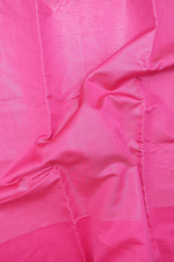 Chanderi Cotton Saree In Rani Pink With Stripes Design