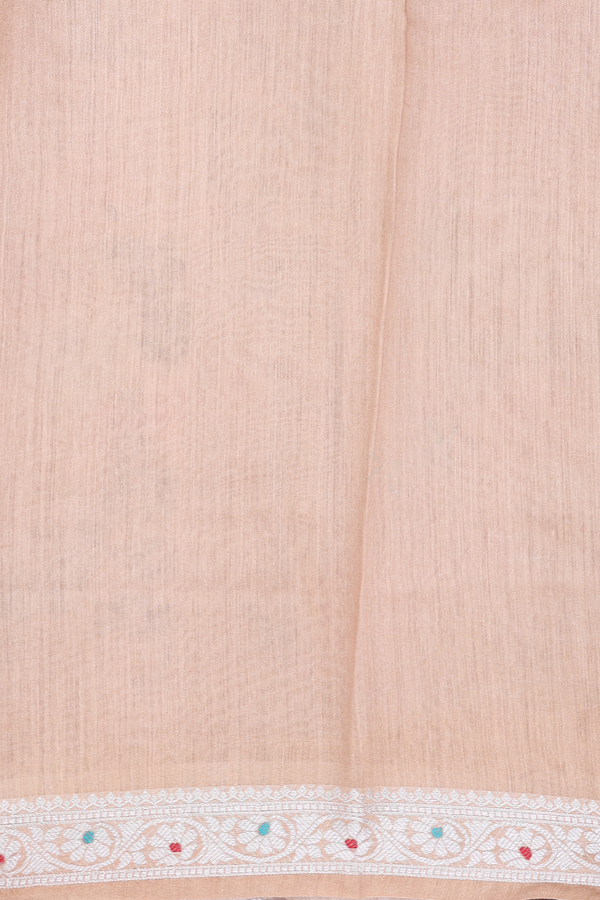 Chanderi Silk Cotton Saree Biscuit Color With Floral Design