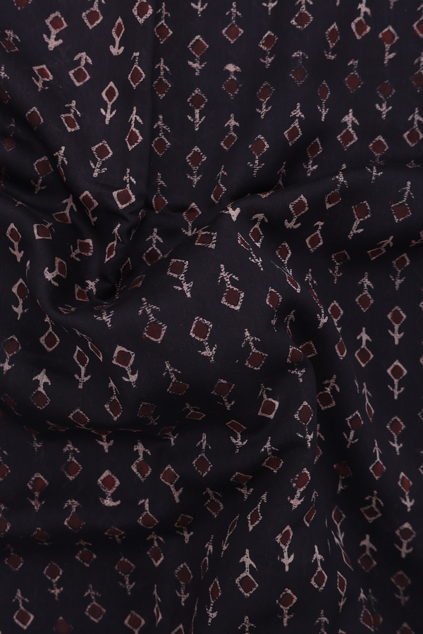 Chanderi Silk Cotton Saree In Black With Printed Design