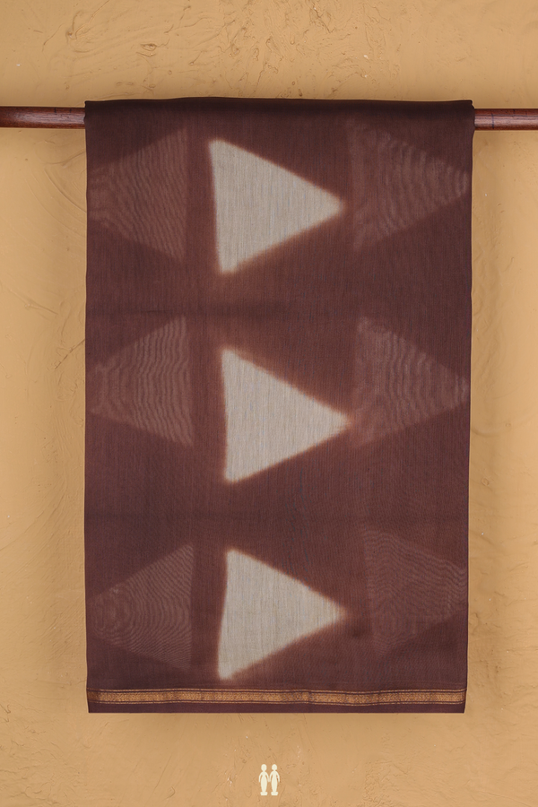 Chanderi Silk Cotton Saree In Brown With Printed Design