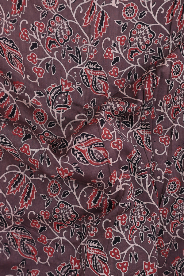 Chanderi Silk Cotton Saree In Brown With Printed Design