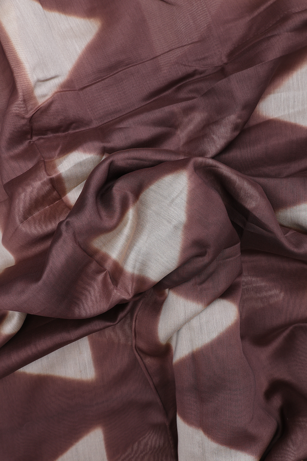 Chanderi Silk Cotton Saree In Brown With Printed Design