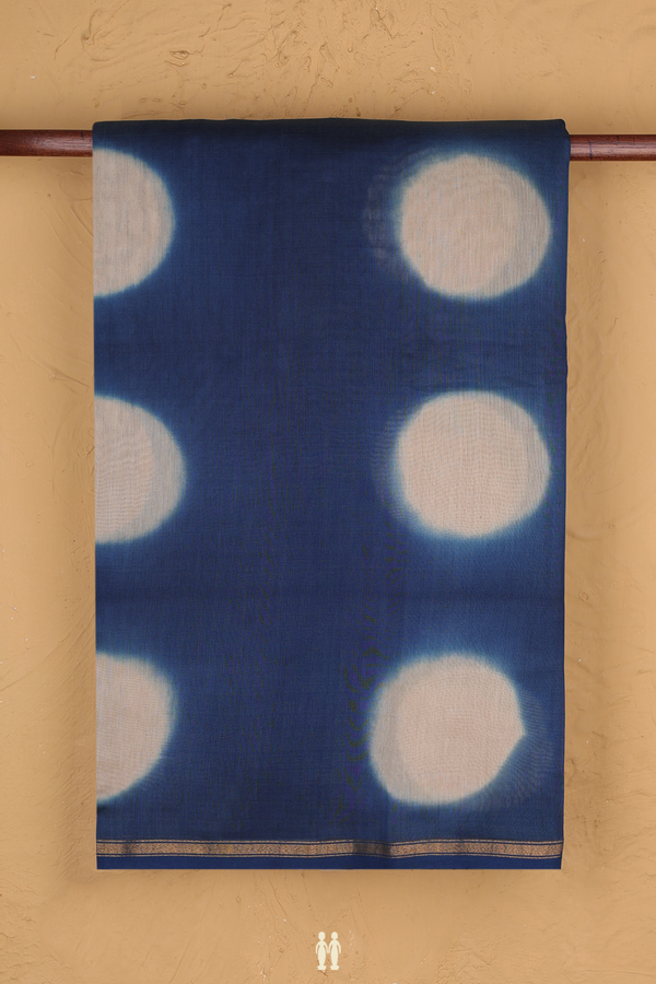 Chanderi Silk Cotton Saree In Capri Blue With Circle Design