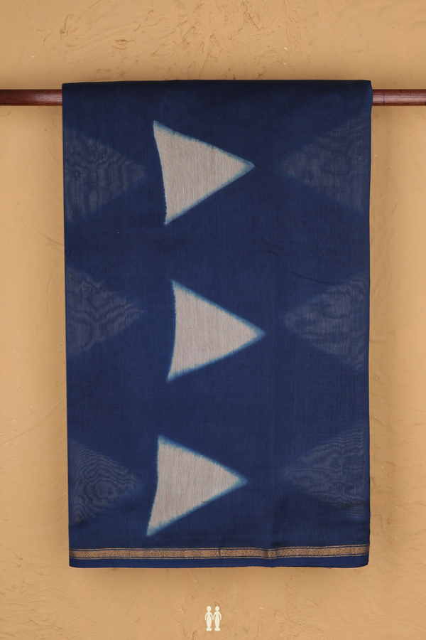 Chanderi Silk Cotton Saree In Capri Blue With Printed Design