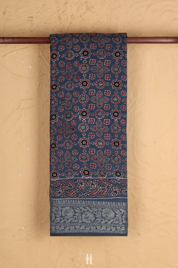 Chanderi Silk Cotton Saree In Capri Blue With Printed Design