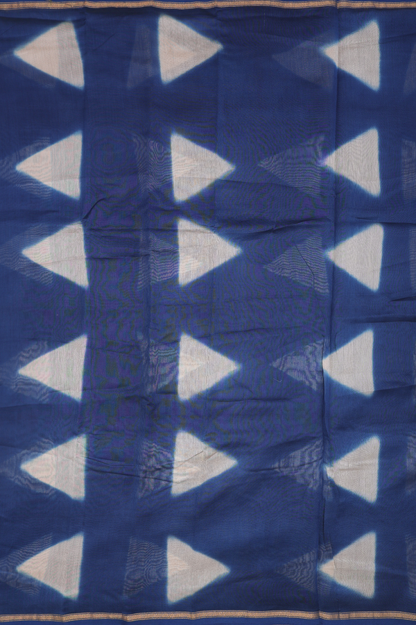 Chanderi Silk Cotton Saree In Capri Blue With Printed Design