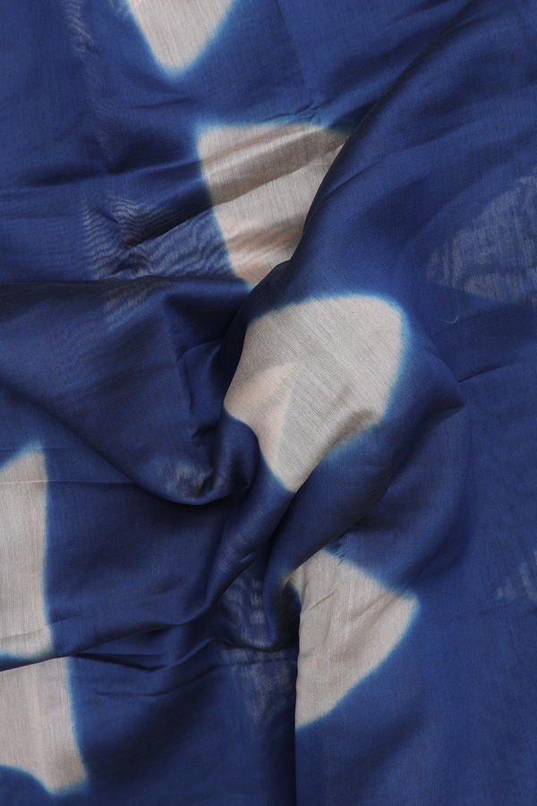Chanderi Silk Cotton Saree In Capri Blue With Printed Design