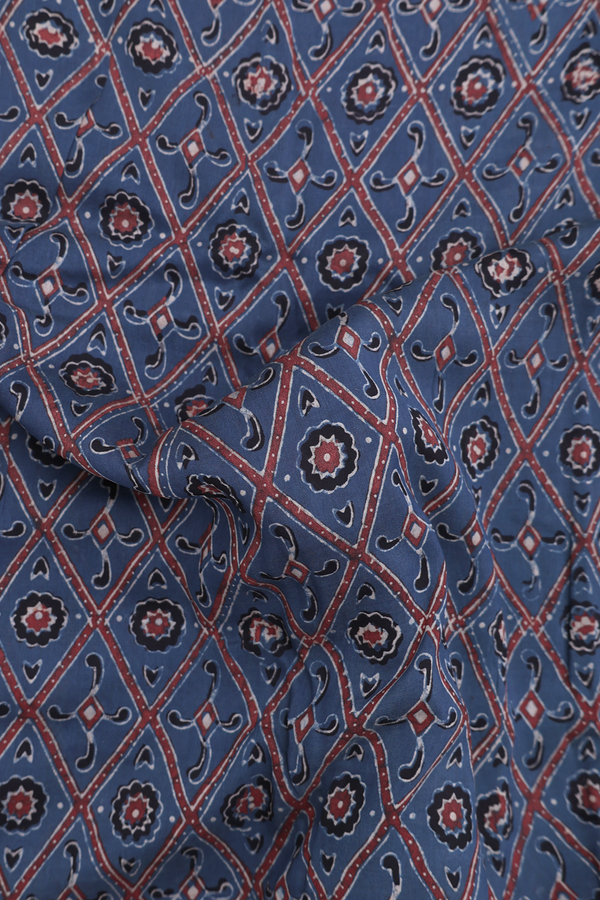 Chanderi Silk Cotton Saree In Capri Blue With Printed Design