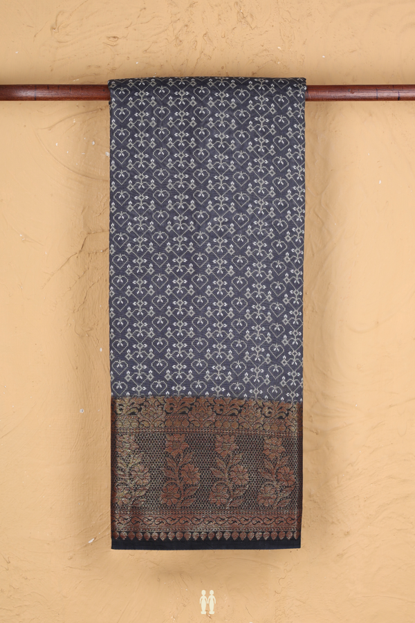 Chanderi Silk Cotton Saree In Grey With Printed Design