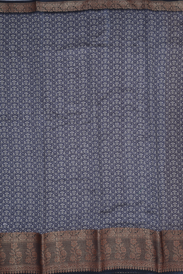 Chanderi Silk Cotton Saree In Grey With Printed Design