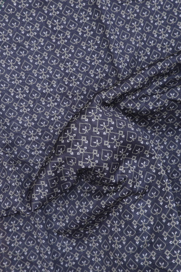 Chanderi Silk Cotton Saree In Grey With Printed Design